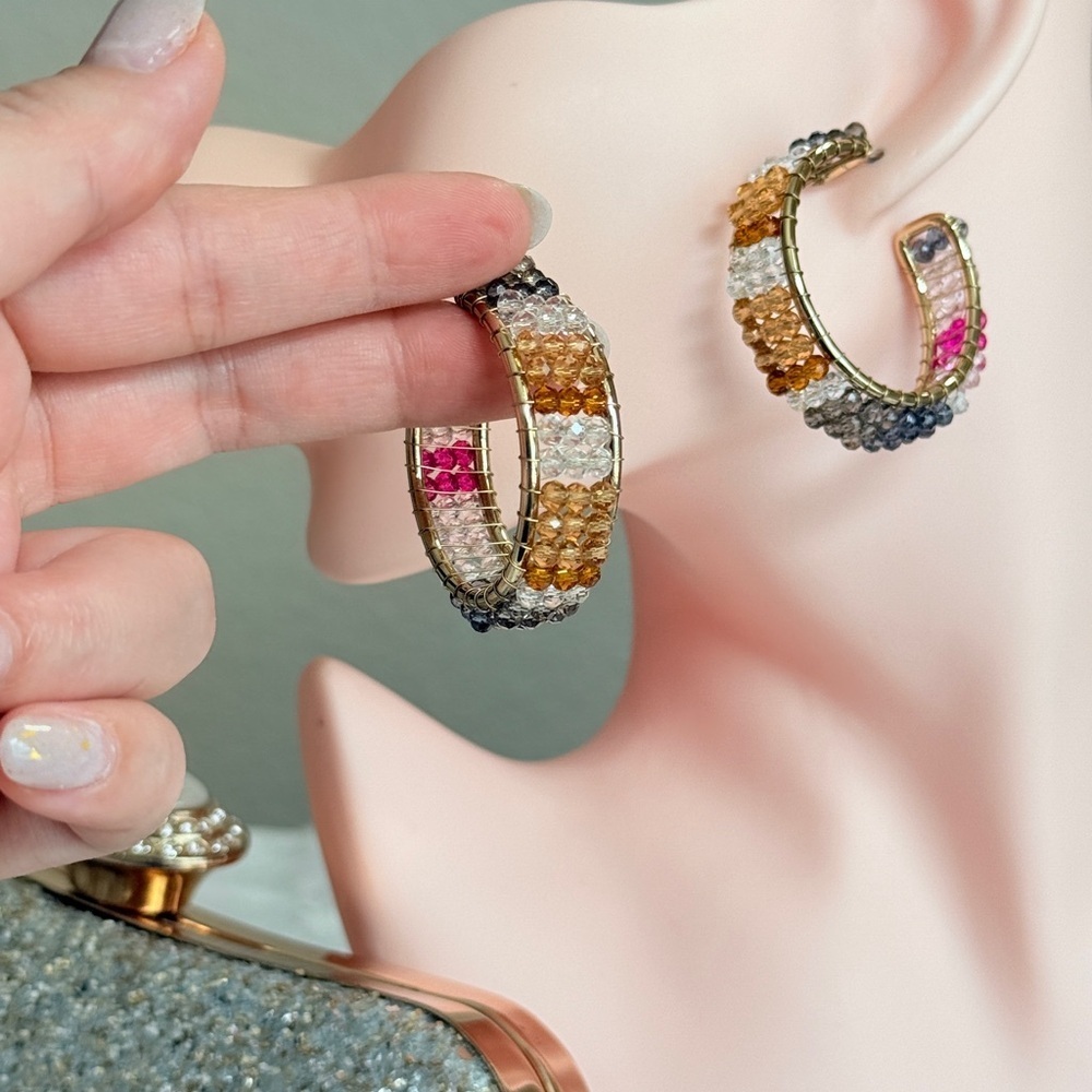 ⚜️ Elegant Multicolor Hoop Earrings - Picture 9 of 12